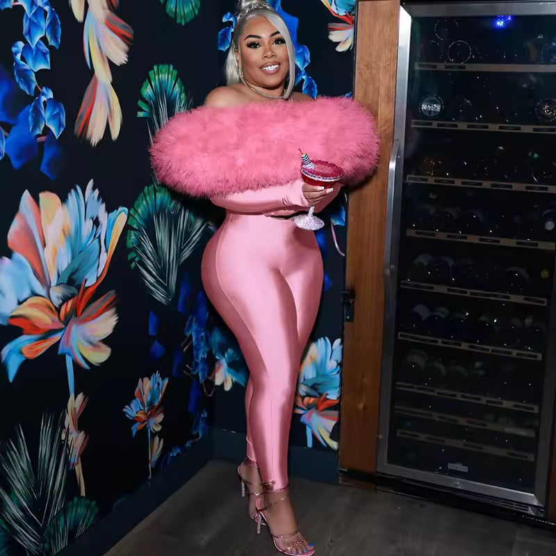 Pink Fur Jumpsuit