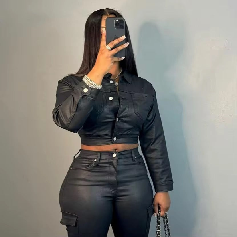 Black Cargo Pants Set