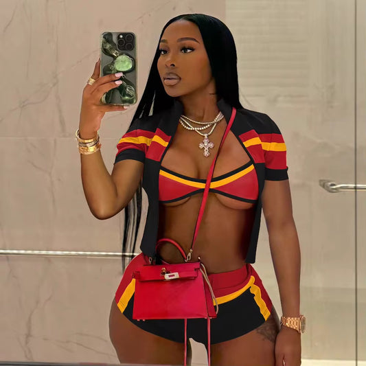 Black 3 Piece Shorts Set