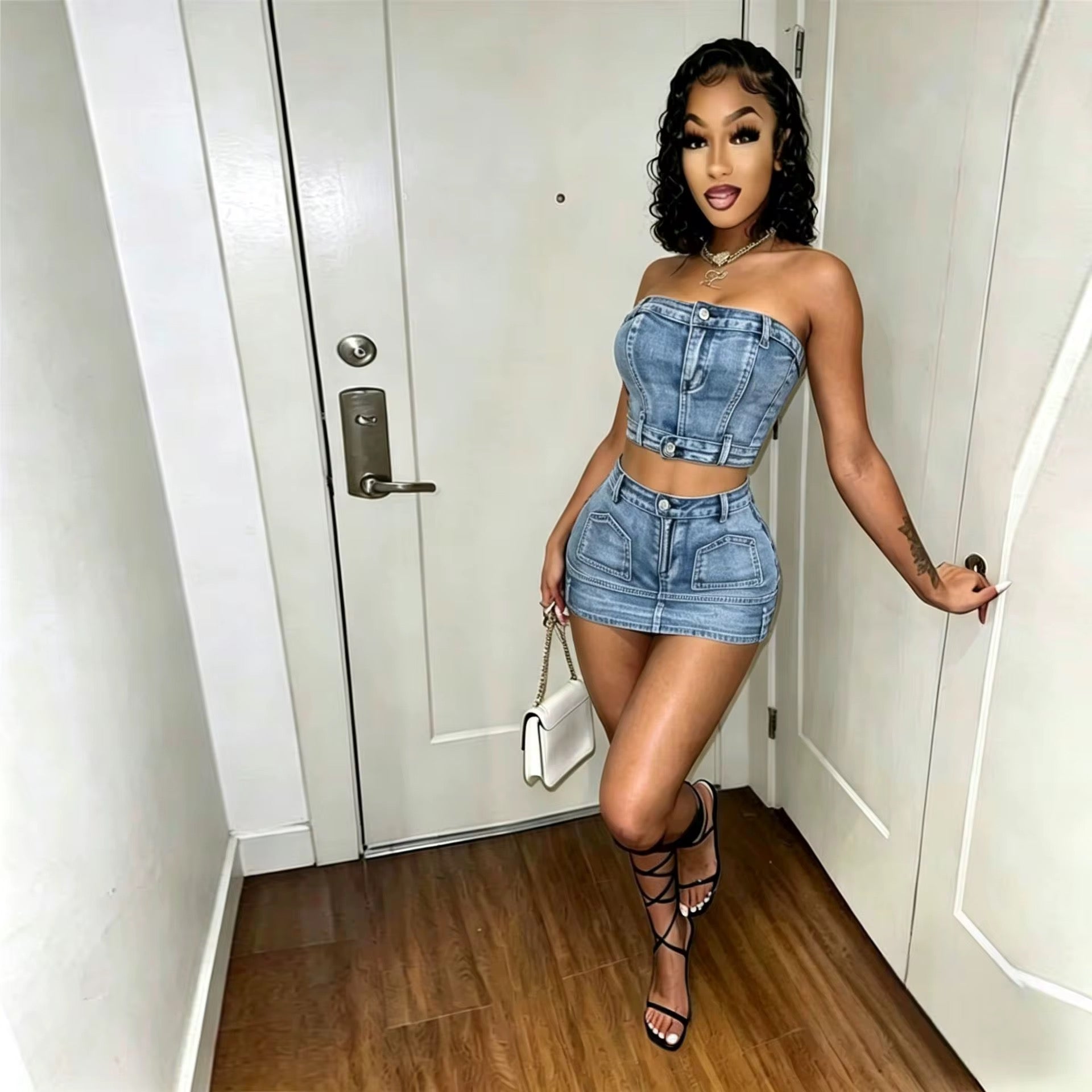 Denim Skirt set