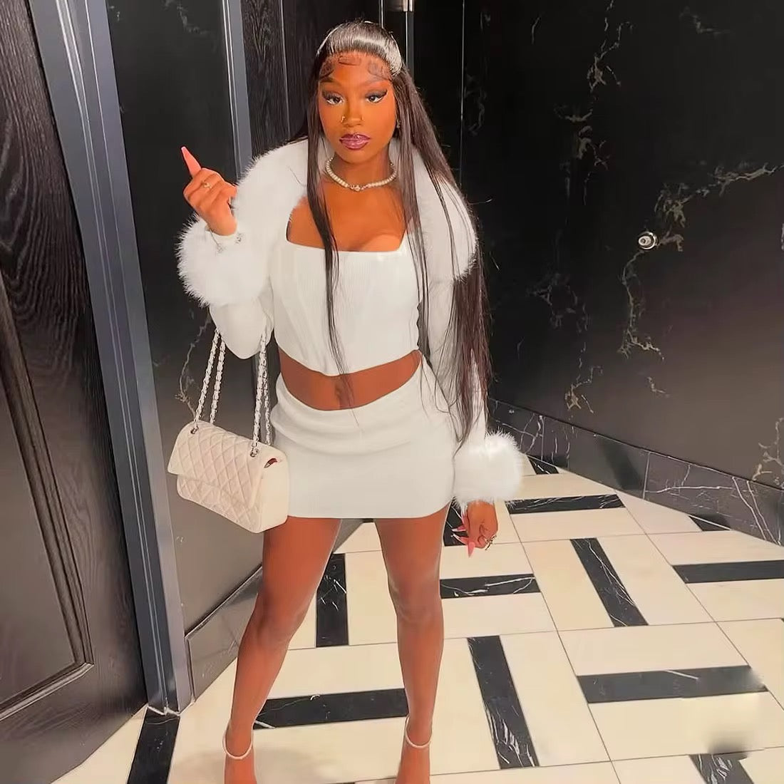 White Fur Skirt