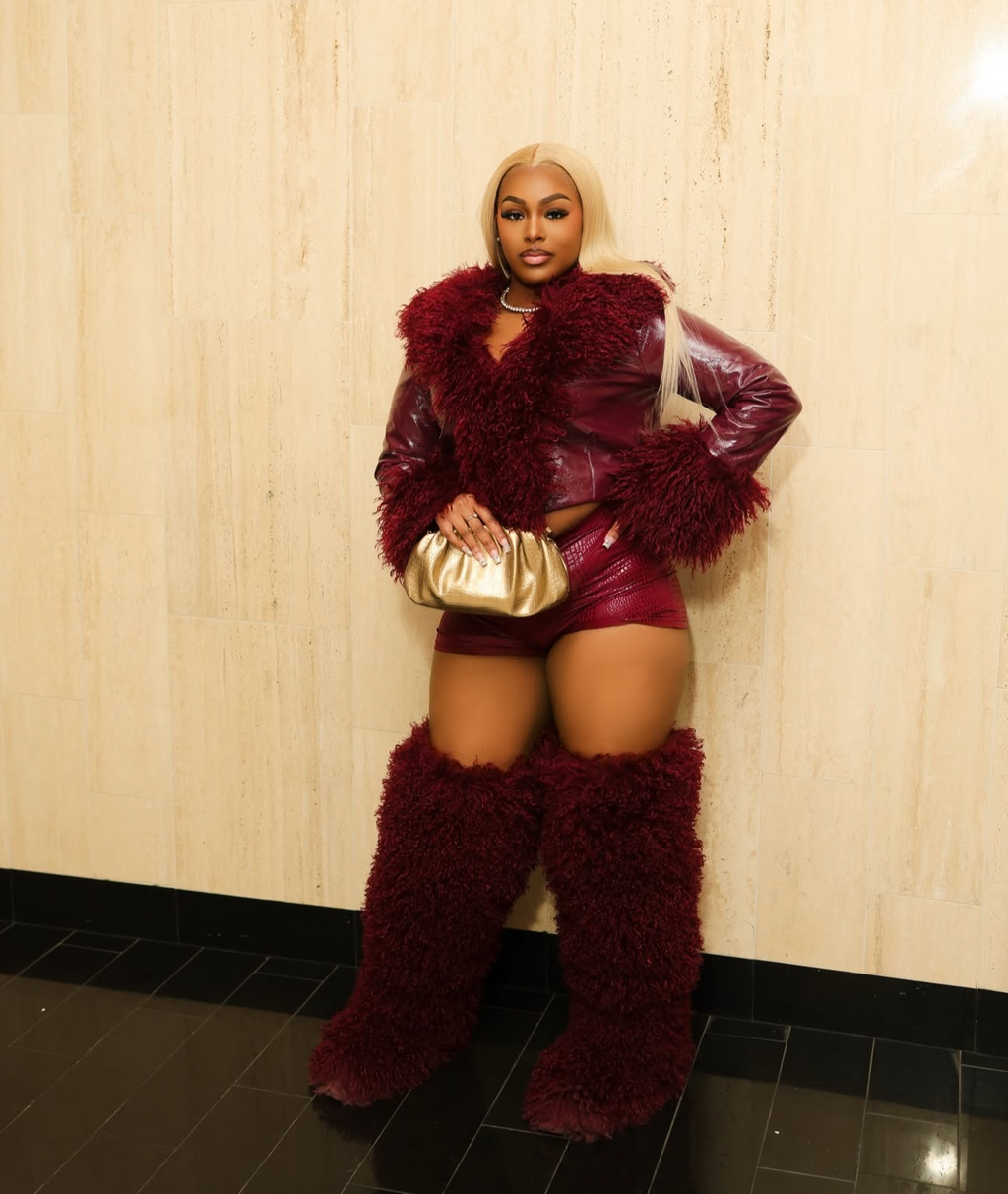 Burgundy Snakeskin Shorts Set