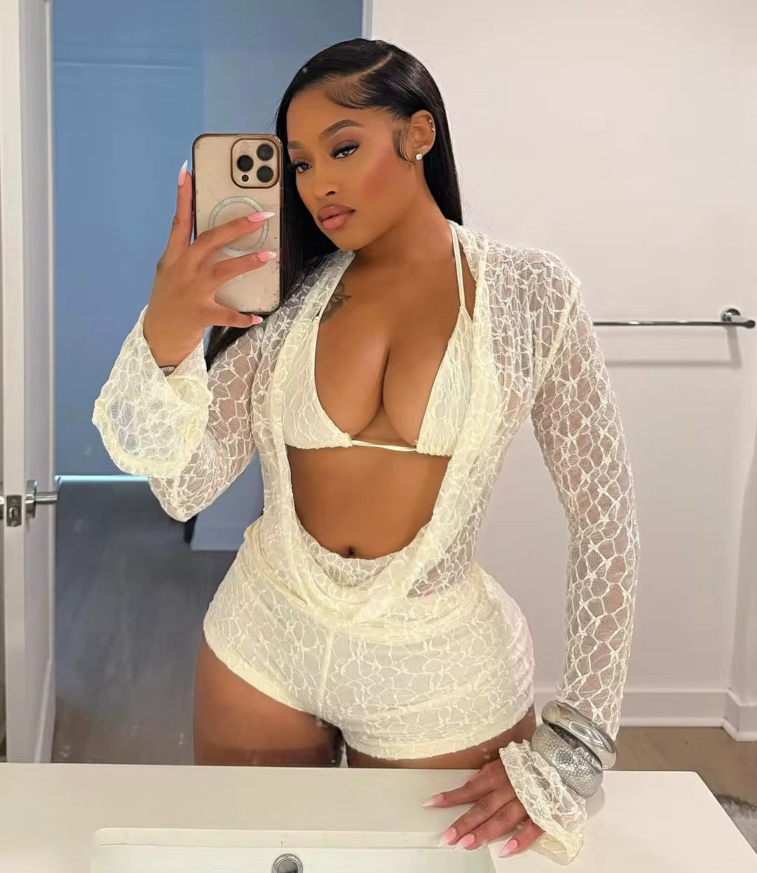 White Shorts Set