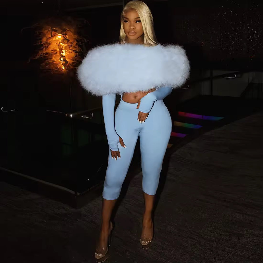 Sky Blue Fur Romper