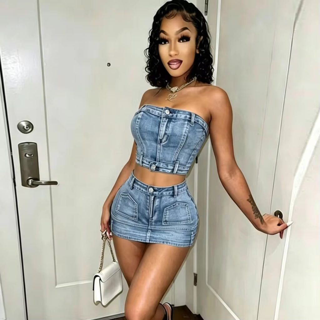 Denim Skirt set