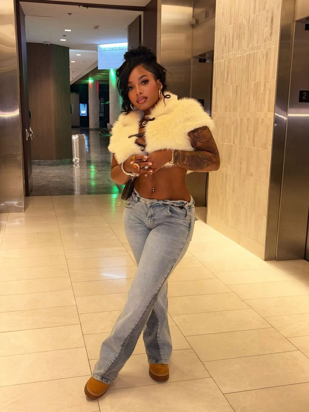 Fur Crop Top (Yellow)