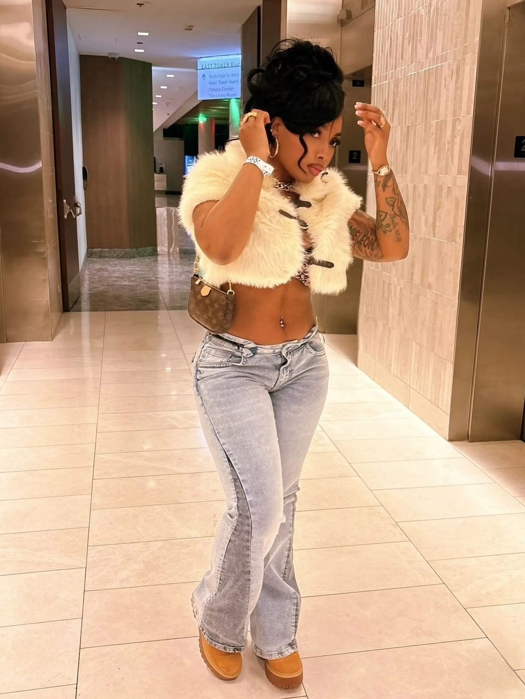 Fur Crop Top (Yellow)