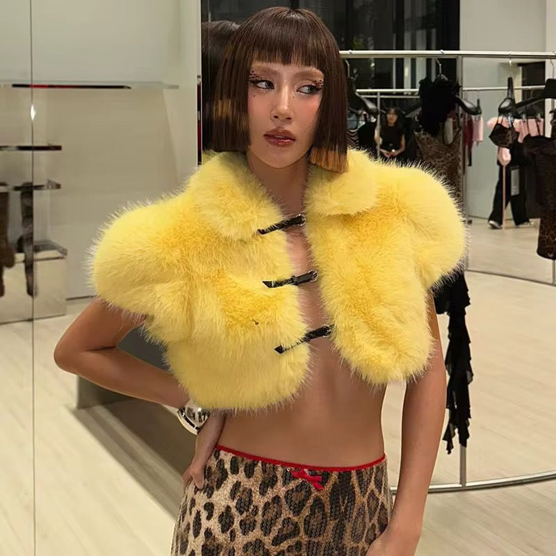 Fur Crop Top (Yellow)