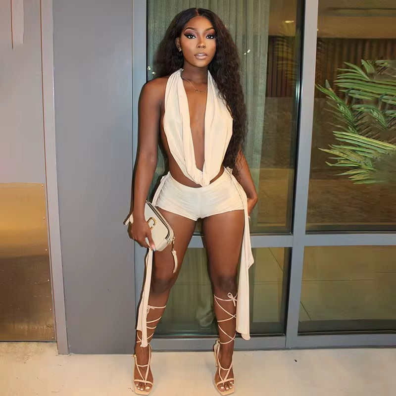 Beige Shorts Set