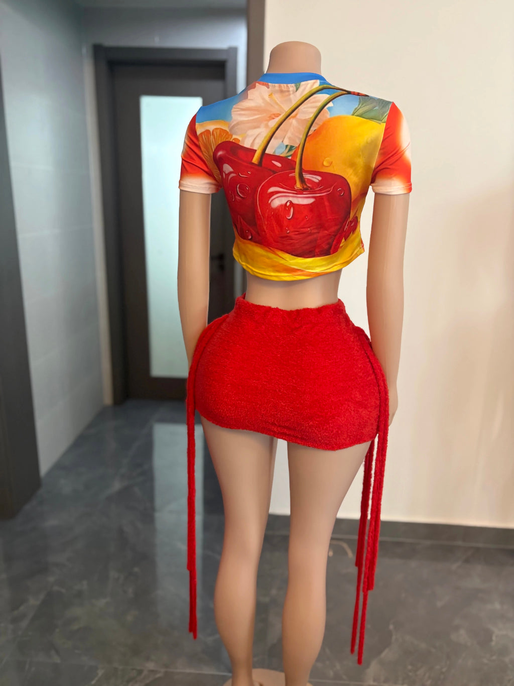 Red Cherry Skirt Set
